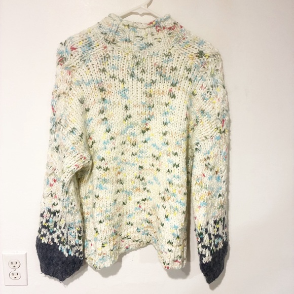 Anthropologie Size Small Multi Color Thick Knit Gaia Mock Neck Sweater - Picture 6 of 6